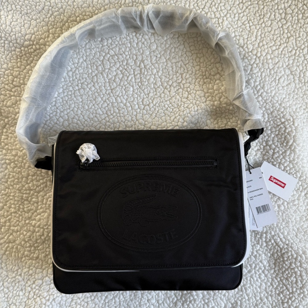BRAND NEW Supreme X Lacoste Black Messenger Bag
